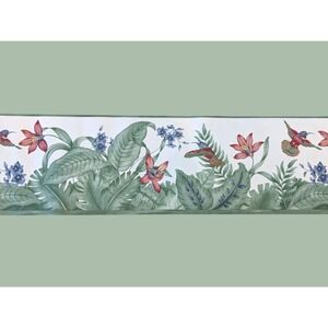 45 Yards Vintage Thibaut Wallpaper Border Hummingbird Floral Pre Pasted